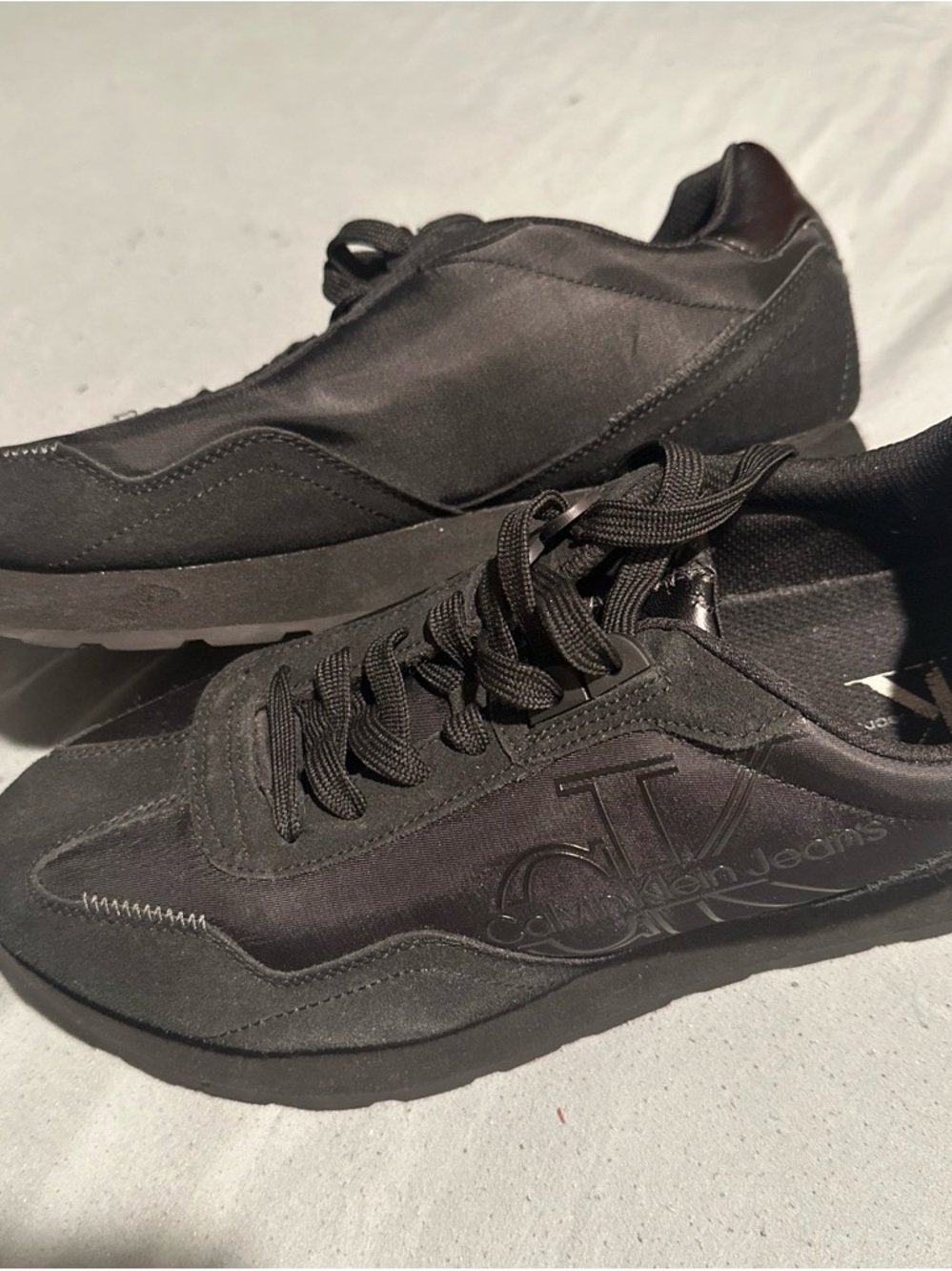 Calvin Klein Jeans Men's All-Black Logo Low-Top Sneakers